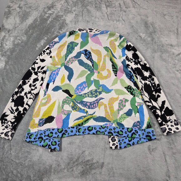 Anthropologie Maeve Cardigan XS Savannah Contrast Floral Animal Print Boho - Picture 9 of 12